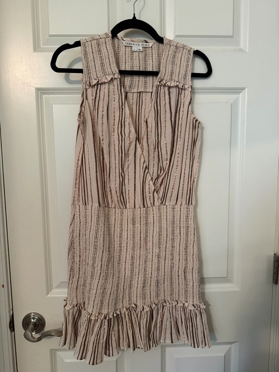 Veronica Beard Dresses & Skirts - Veronica Beard Blush and Brown Striped Sleeveless Mini Dress